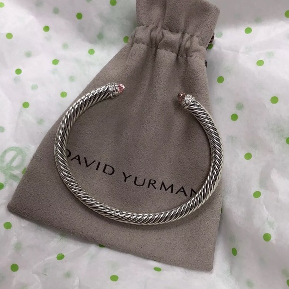 David Yurman 925 Morganite & Diamond 5mm Bracelet - Picture 1 of 3